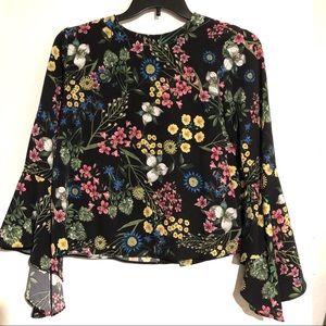 Catherine Malandrino Floral Top Bell Sleeves